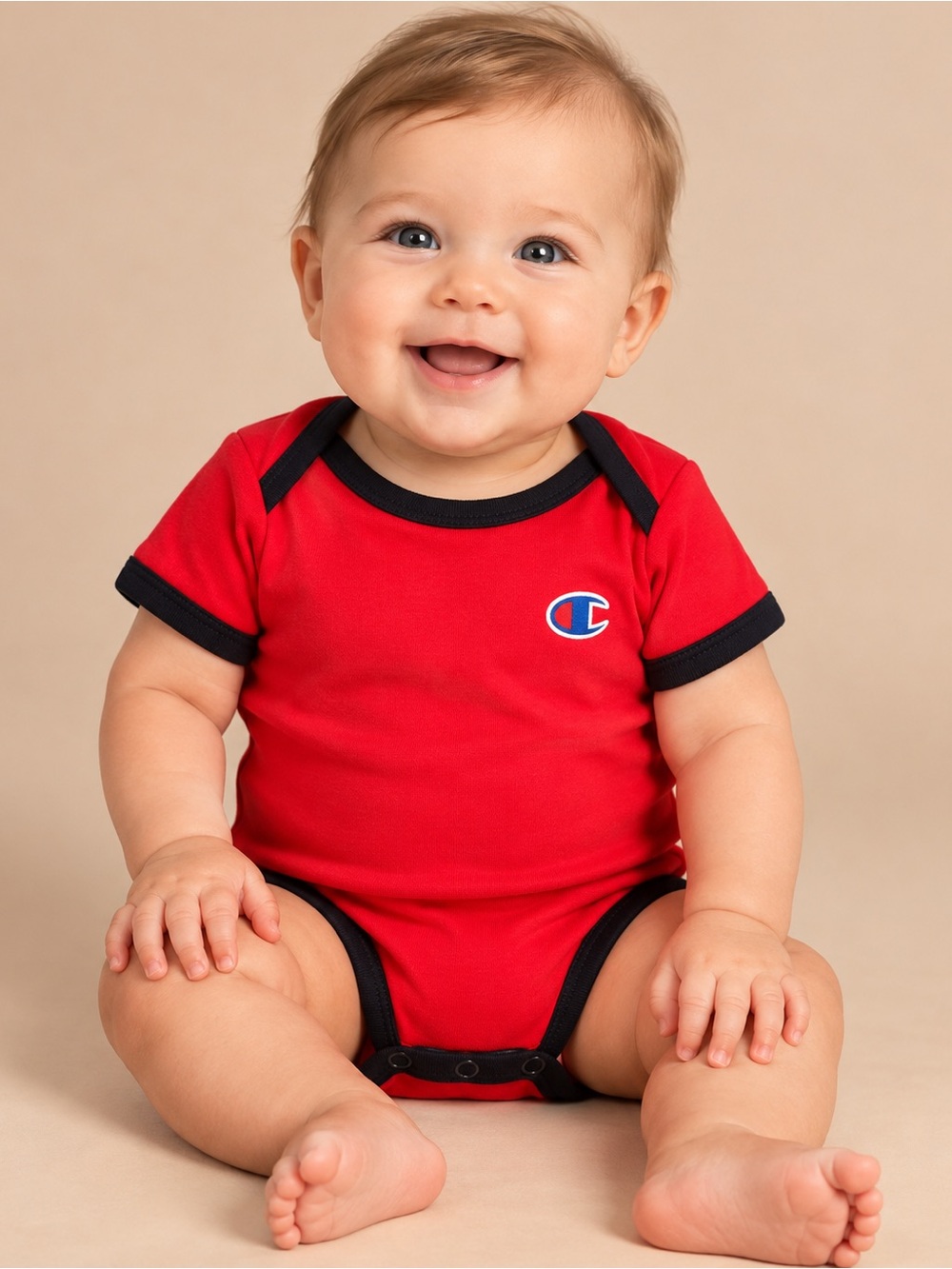 Champion Red Baby Bodysuit with Black Trim